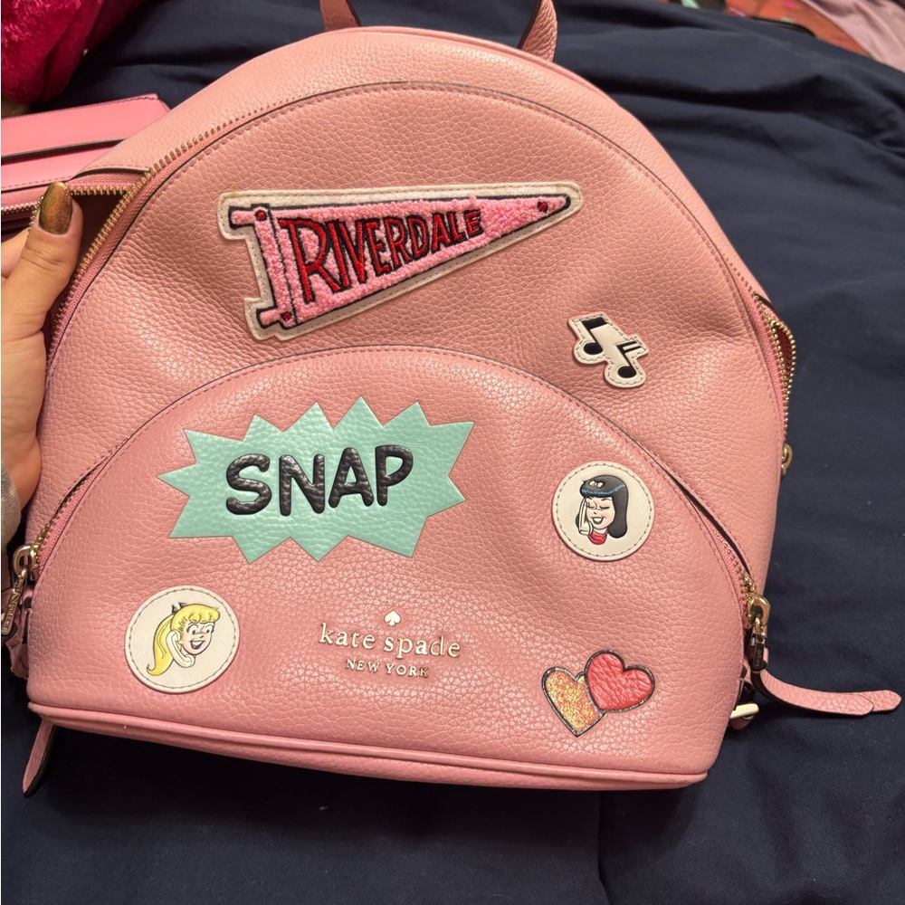 Kate Spade Pink Backpack with Graphic Patches